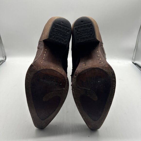 Corral Vintage Cowboy Boots Womens 6.5 Brown Sequin Inlay Embroidered  Western - Picture 8 of 8